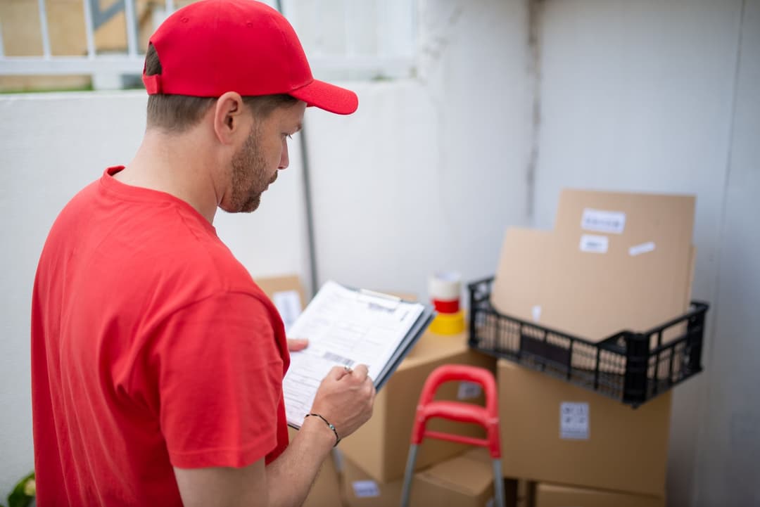 Warehouse worker checking stock picked for a cancelled customer order
