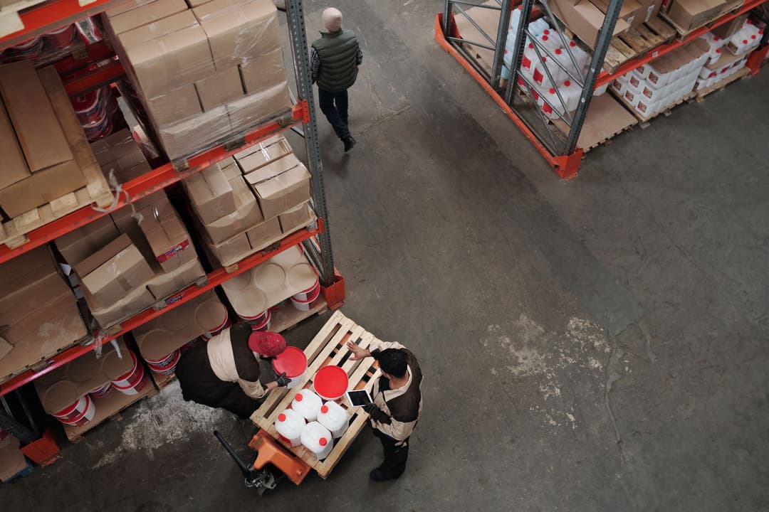 Bulk storage inventory being transferred to a picking location
