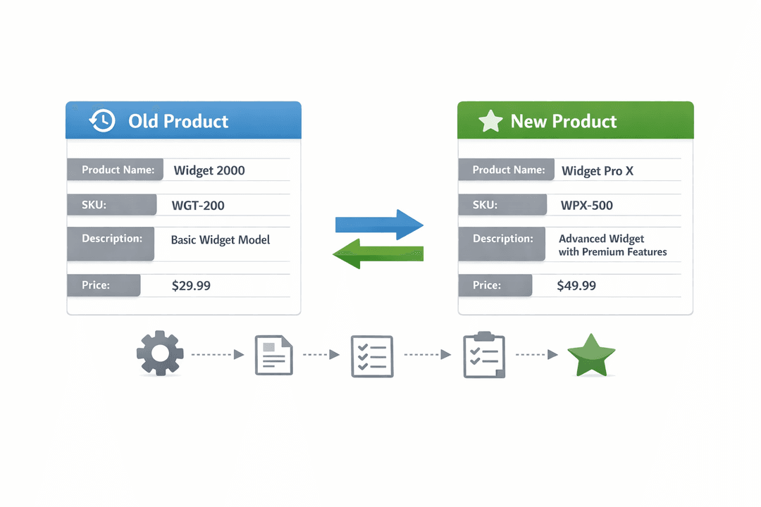 Comparison between historical item details and current product information
